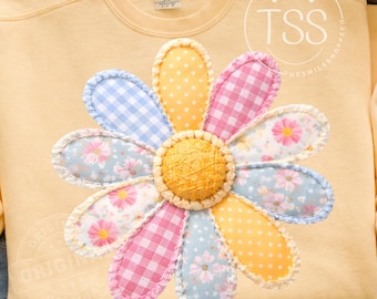 Spring PNG Daisy Faux Patchwork PNG,Girl Spring png Spring Daisy Flower,Summer png, Digital Download | png File,Sublimation and DTF Design