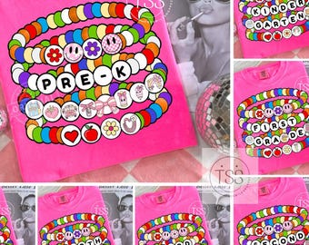 Preppy Floral Back to School PNG Bundle: Friendship Bracelet, Teacher Sublimation (Digital Download)