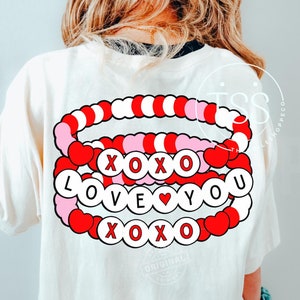 Happy Valentines Day vriendschapsarmband png, xoxo png Valentijnsdag, vriendschapsarmband png, sublimatie shirtontwerp digitale download