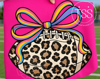 Game Day Leopard Football PNG: Coquette Bow Design (Digital Download)