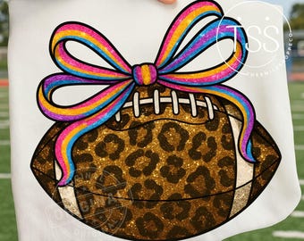 Game Day Leopard Football PNG: Coquette Bow Design (Digital Download)