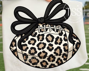 Game Day Leopard Football PNG: Coquette Bow Design (Digital Download)