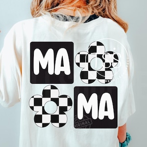 Checker Mama PNG, mama png, floral mama png, damier png damier, png à la mode, conception de sublimation de chemise numérique Daisy png