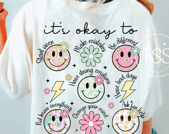 Mentale Gesundheit PNG: Boho Blumen Affirmationen (Digitaler Download)