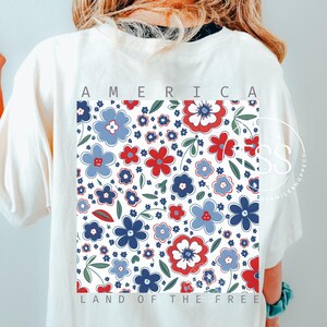 America Land Of The Gratis png, retro bloemen 4 juli png, retro bohobloem png, Girly USA png, onafhankelijkheidsdag, patriottisch png