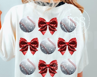 Glitter Baseball Bow PNG: Game Day Design (Digital Download)