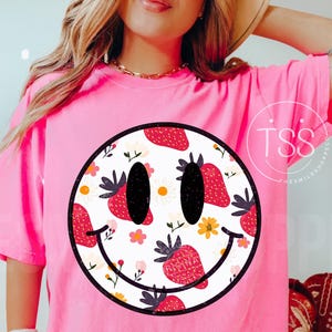 Retro smile face strawberry shirt strawberry png Farmers market png Feeling Berry good Retro sublimation Digital download strawberry sweater