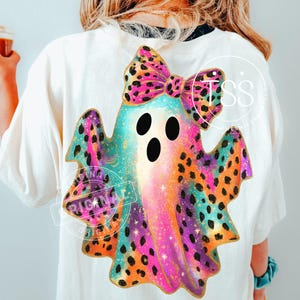 Retro Glitter Ghost PNG: Spooky Season, Coquette Halloween (Digital Download
