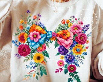 Noeud de fleurs sauvages PNG : chemise coquette en sublimation (téléchargement numérique)