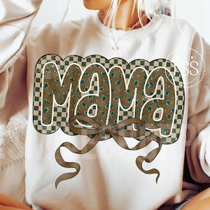 Trendy Mama Checkered Bow PNG, Camo Coquette Bow png Mama,Gift for Mom ,Mother’s Day Sublimation Design png Digital Download