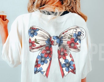Floral America Bow PNG: Coquette 4th of July Sublimation (Digital Download)