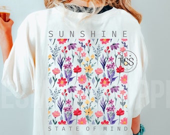 Sunshine State of Mind PNG: Retro Floral Summer Design (Digital Download)