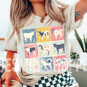 Boho rétro vache ferme Sublimation transfert PNG Clipart Floral vache sublimation, téléchargement numérique Png, amateur de vache PNG, ferme Png, fête des mères png