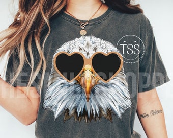 Eagle Heart Glasses PNG: Preppy Mascot Shirt Design (Digital Download)