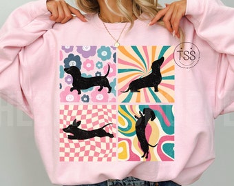 Mamá Dachshund Retro PNG: Clipart Floral (Descarga Digital)