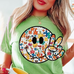 Autism acceptance png Smile Peace Sign png autism awareness month sublimation autism infinity symbol png autism happy face design