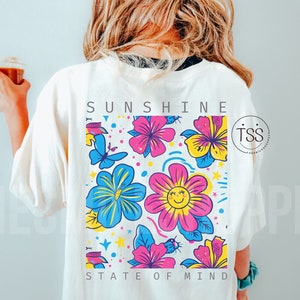 Sunshine State of Mind png, strand png-ontwerp retro bloemen zomersublimatie, populaire trendy zomer, zonneschijn png, preppy zomerontwerp png