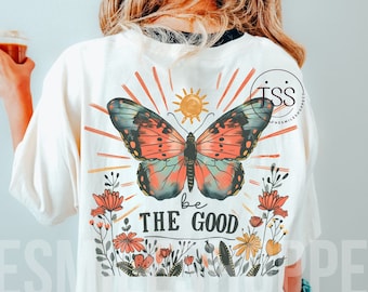 Retro Schmetterling PNG: Wildblumen Shirt Design (Digitaler Download)