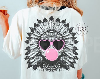 Raider blowing bubble png  raider PNG Mascot Preppy PNG Preppy  Mascot  spirit shirt Preppy cute    Indian girls shirt Sublimation Design