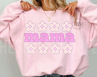Retro Checkered Mama Daisy PNG: Shirt Design (Digital Download)