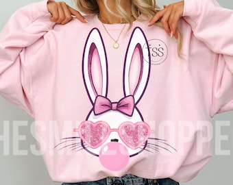 Easter Bunny PNG: Bubblegum, Glitter Glasses (Digital Download)