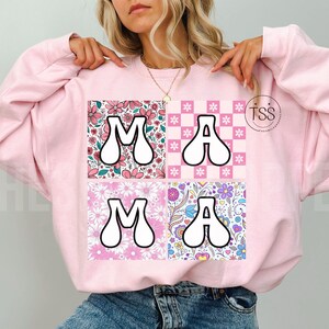 Retro Mama Floral Mama Png, joyeuse fête des mères Png, joyeux et lumineux Png, printemps Png, maman chemise sublimation design téléchargement numérique