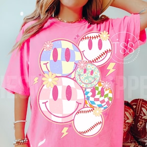 Retro Smile Checkered Baseball Png Baseball Game Day shirt Baseball Mom Png Trendy Baseball Team  Retro baseball Mama Png Sublimation Design