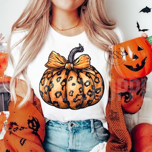 Rétro halloween png coquette léopard arc png effrayant mama png citrouilles pour sublimation de t-shirts téléchargement numérique chemise clipart png