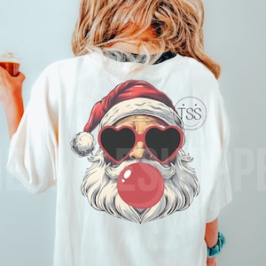 Papai Noel Retrô Natal soprando bolha png Sublimação de Natal Design Digital Download,Vintage Natal Png Papai Noel com Óculos de Sol Png