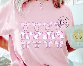 Retro Checkered Mama PNG: Preppy Bows Design (Digital Download)