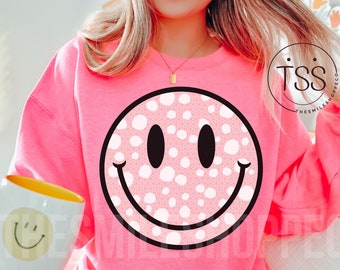 Preppy Smile Face png beunruhigtes Lächeln Gesicht PDF Pink Smile Face pink Lächeln Shirt Sublimation Design Download Png Print File