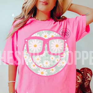 Daisy smile png floral smile face Distressed Smile simple Flower smiley face spring smile face Sublimation Retro Smile PDF Daisy png