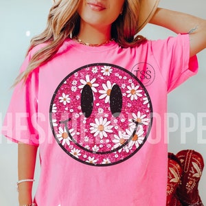 Daisy smile png floral smile face Distressed Smile simple Flower smiley face spring smile face Sublimation Retro Smile PDF Daisy png