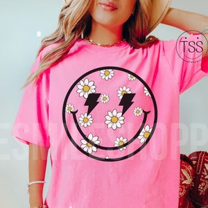 daisy  smile png floral smile face Distressed Smile simple Flower smile face spring smile face Sublimation Retro Smile PDF Daisy png