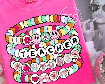 Floral Teacher PNG: Preppy Back to School Sublimation Design (Digital Download)