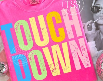 Neon Football Touchdown PNG: Game Day Shirt Design (Digital Download
