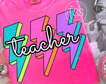Retro Teacher Png: Lightning Bolt Back To School Design (Digital Download