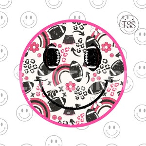 Distressed Smile Face PNG Retro football png football Girly smiley face png football sublimation design football vibes retro game day