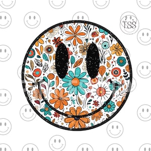 Distressed Smile Face PNG Retro flower png Stay groovy 70s inspired png Retro boho png Designs Digital download sublimation shirt clipart