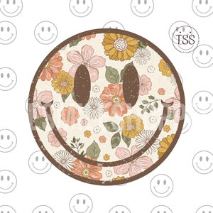 Distressed Smile Face PNG Retro flower png Stay groovy 70s inspired png Retro boho png Designs Digital download sublimation shirt clipart