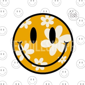 Daisy smile png floral smile face Distressed Smile simple Flower smiley face printemps smile face Sublimation Retro Smile PDF Daisy png