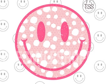 Preppy Smile Face png distressed Smile Face PDF Pink Smile Face leopard smile Shirt Sublimation Design Download Png Print File preppy png
