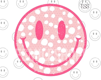 Preppy Smile Face png distressed Smile Face PDF Pink Smile Face leopard smile Shirt Sublimation Design Download Png Print File preppy png