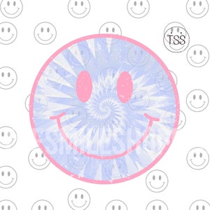 Verontruste glimlach png Tye Dye PNG Preppy glimlach pdf Pink Smile Face Transfer smile shirt sublimatie ontwerp download afdrukbestand