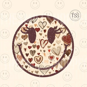 Valentijn Distressed Retro Happy Face png Happy pdf Smile Face png Trendy Happy Face shirtharten, alleen hartvormige ogen, trendy png-ontwerp