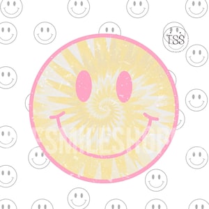 Verontruste glimlach png Tye Dye PNG Preppy glimlach pdf Pink Smile Face Transfer smile shirt sublimatie ontwerp download afdrukbestand