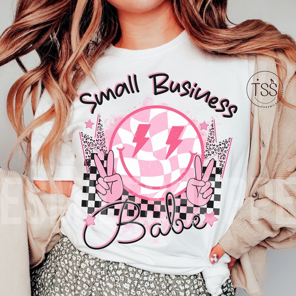 Small business babe png female entrepreneur png Distressed Smile Face png  woman ceo png small business baddie retro sublimation png