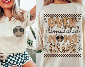 Over stimulated moms club png overstimulated png Leopard Smile Face Png Distressed Smile Sublimation Design preppy png Moms club png