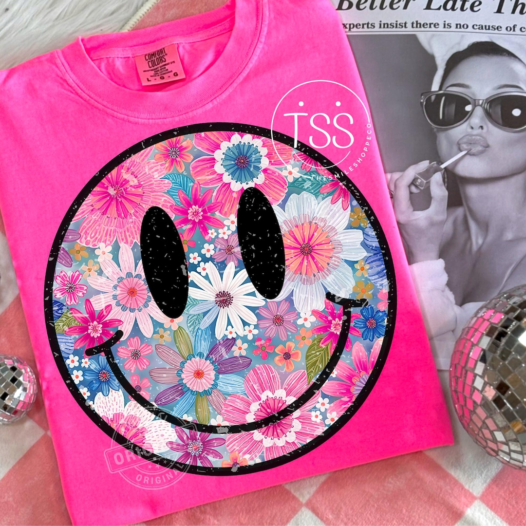 Retro Happy Flowers PNG Vintage Sublimation Distressed Shirt Design ...