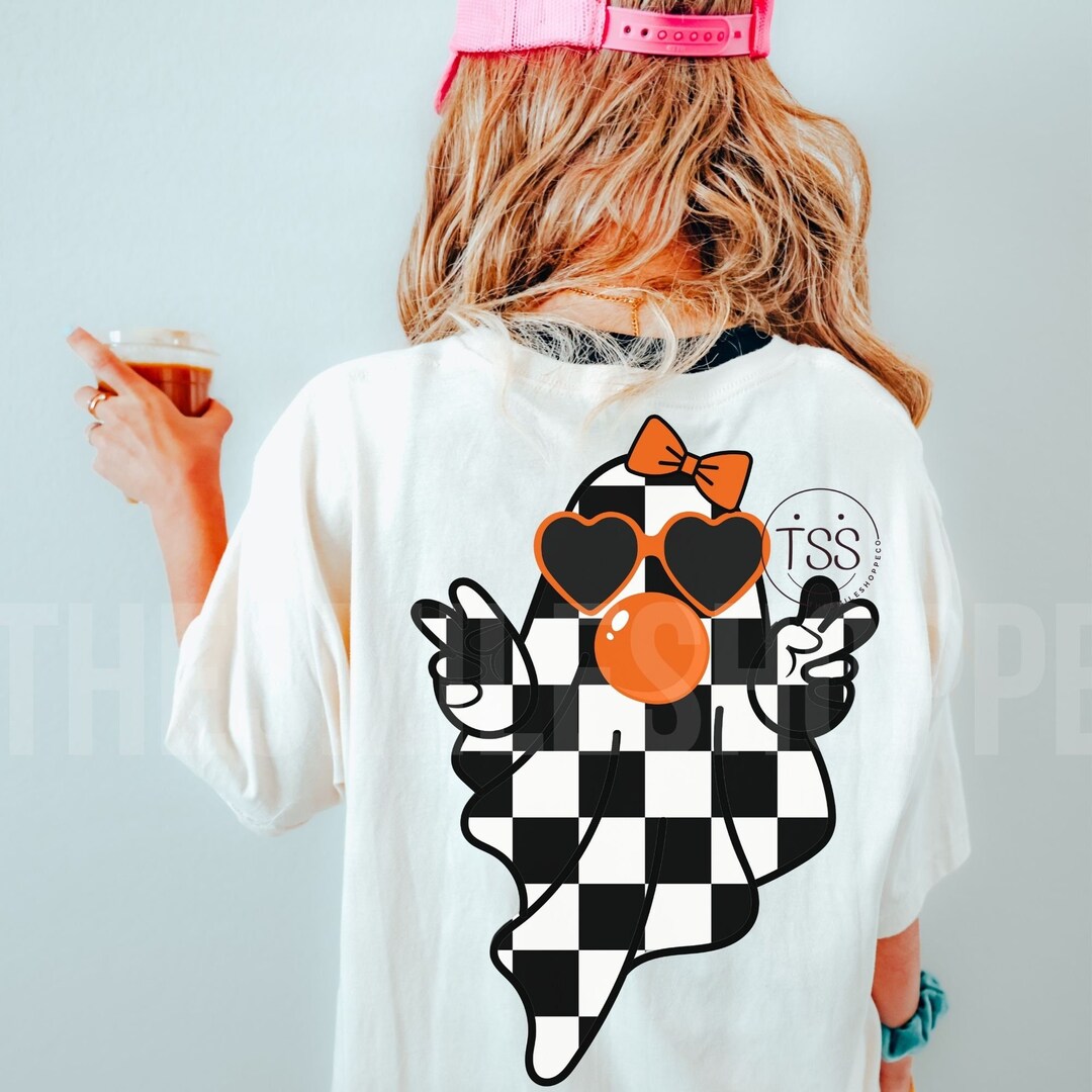 Cute Girly Ghost Blowing Bubble PNG Cute Ghost Fall Shirt Sublimation ...